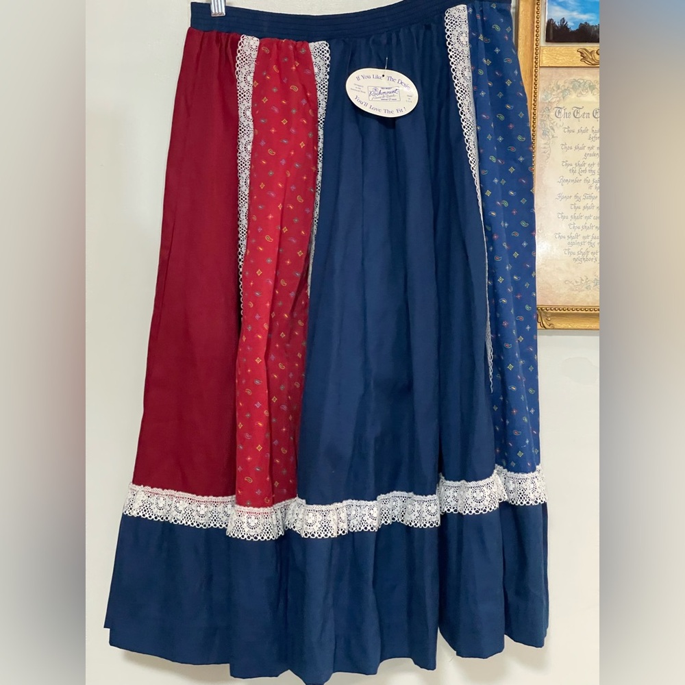 Red Maxi A-Line Skirt with Tiered Design